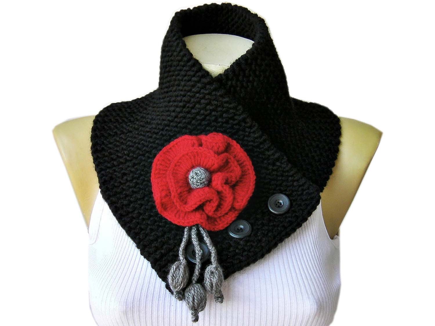 Halswärmer Häkelschal, Frauenschal, Häkelschal Schwarz von SenamonAccessories