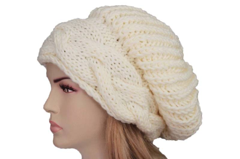 Slouchy Beanie, Oversize Beanie Hut, Winter Strickmütze, Für Frau in Cremigen Elfenbein - Farbe Option Verfügbar von SenamonAccessories
