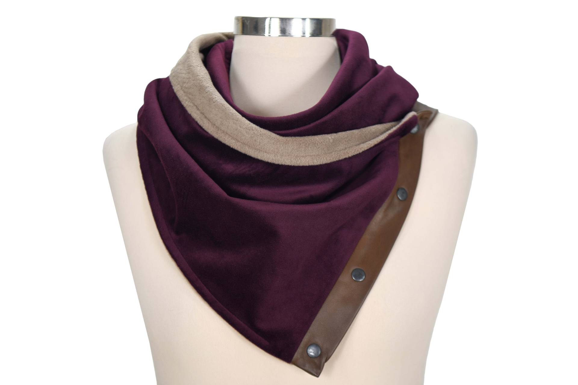 Unisex Endlos Schal, Herren Schal Mit Druckknöpfen, Winter Halsnahe Mokka, Nerz, Aubergine von SenamonAccessories