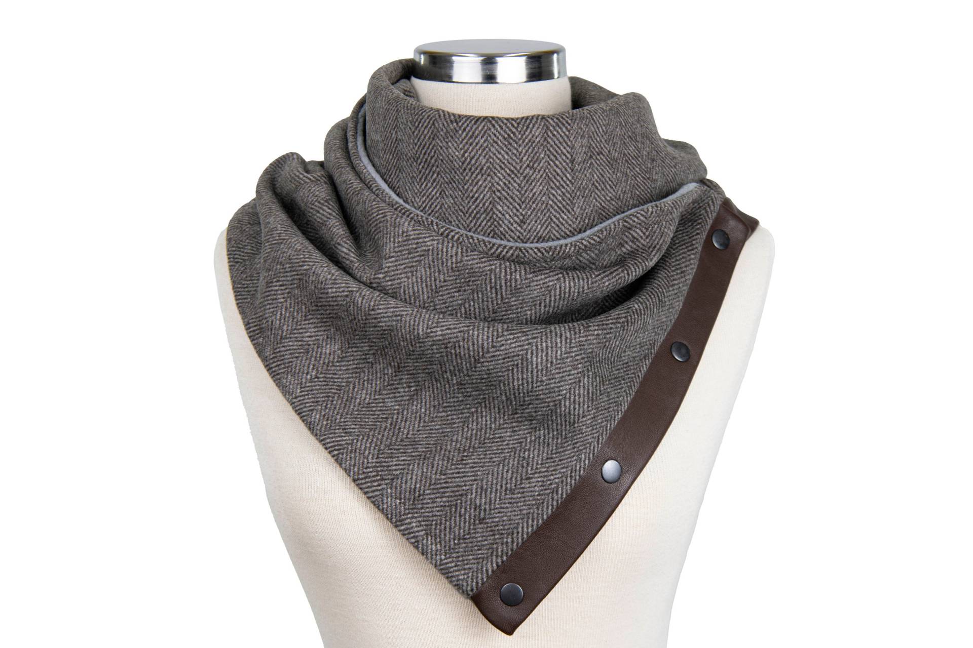 Unisex Infinity Schal, Herren Schal Mit Druckknöpfen, Winter Halswärmer Herringbone von SenamonAccessories