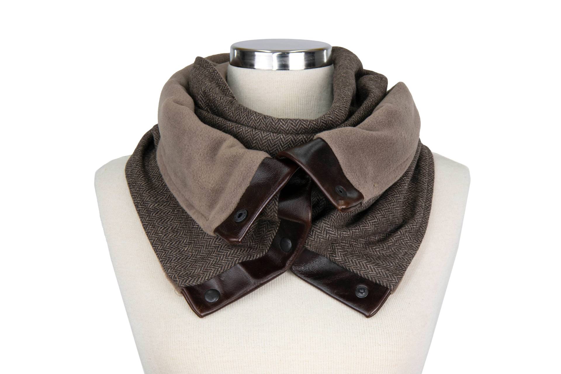 Unisex Infinity Schal, Herren Schal Mit Druckknöpfen, Winter Halswärmer Herringbone von SenamonAccessories