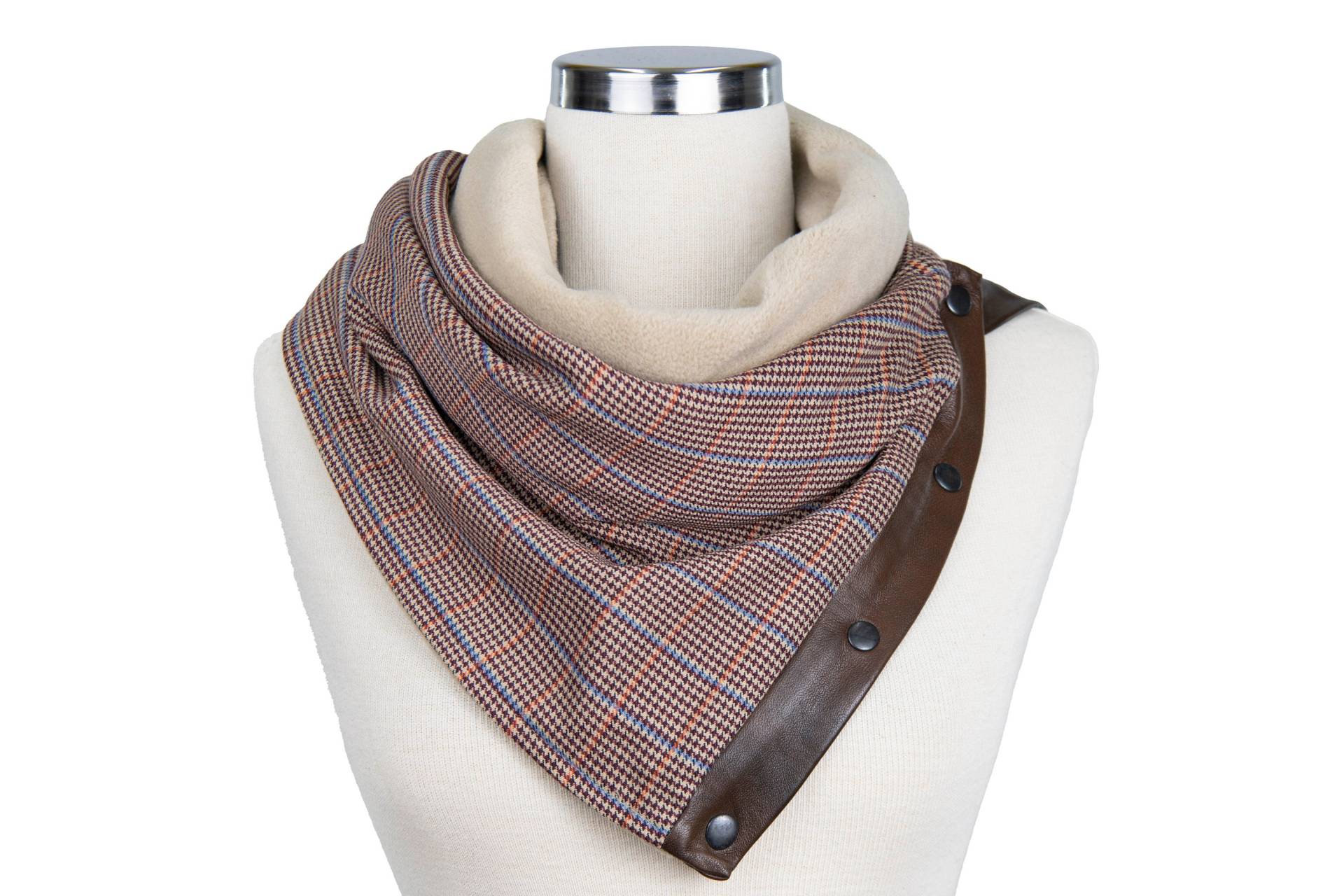 Unisex Infinity Schal, Herren Schal Mit Druckknöpfen, Winter Halswärmer Schottenkaro von SenamonAccessories