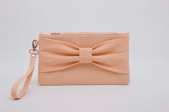 Brautjungfer Clutches, Schleife Wristelt Clutch in Benutzerdefinierten Farben, Geschenk, Hochzeitsgeschenk, Reißverschlusstasche, Abend Clutch von SenamonBoutique