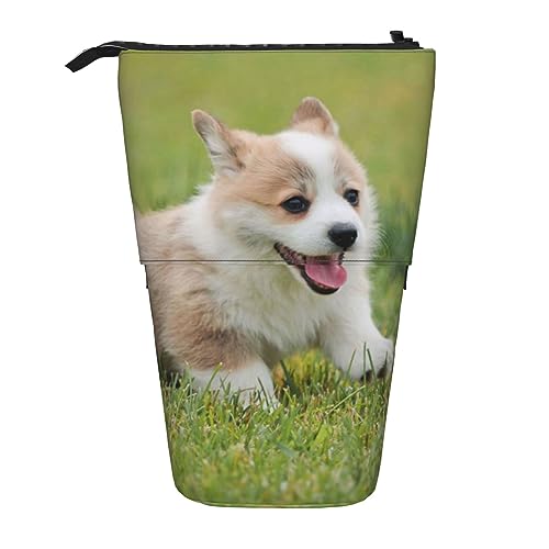 Cartoon-Weihnachtsmann-bedrucktes Federmäppchen, Stehender Stifthalter, Teleskop-Federmäppchen, Pop-Up-Make-up-Tasche, Corgi Puppy, Einheitsgröße, Taschen-Organizer von Senar