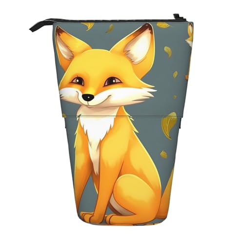 Gelber Fuchs bedrucktes Federmäppchen, Stehender Stifthalter, Teleskop-Bleistifttasche, Pop-Up-Make-up-Tasche, Gelber Fuchs, Einheitsgröße, Taschen-Organizer von Senar