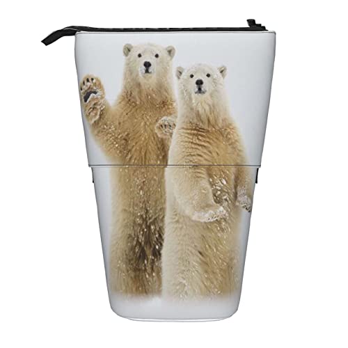 Großer Bleistift-Teleskop-Organizer mit Reißverschluss, niedliches Federmäppchen für Kinder., Polar Bear2, Einheitsgröße, Taschen-Organizer von Senar