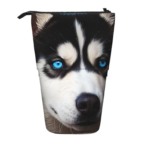 Teleskop-Federmäppchen, Schreibwarenetui, Motiv: Fische unter dem Meer, stehendes Federmäppchen, Pop-Up-Bleistifthalter, Organizer, einziehbares Federmäppchen, Blue Eyed Husky, Einheitsgröße, von Senar