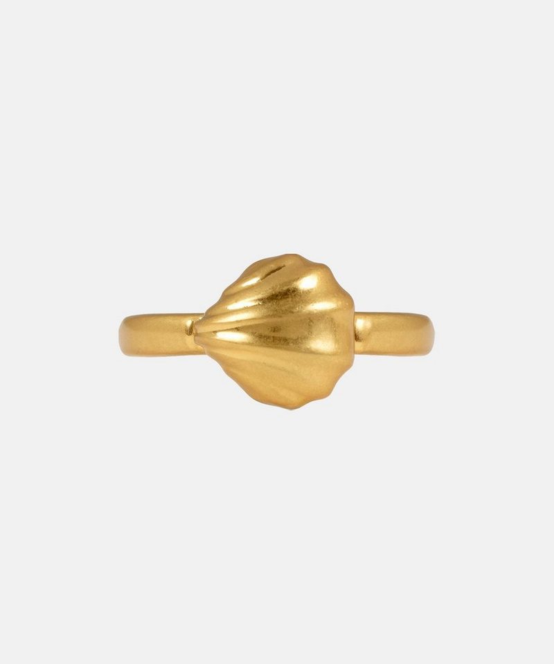 Sence Copenhagen Fingerring Damen Vergoldet - Dance Ring mit Muschel, Ringgröße 56 - Messing vergoldet von Sence Copenhagen