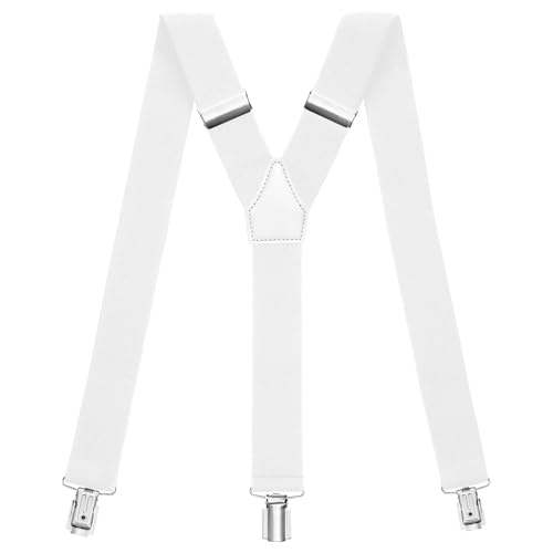 Sencillo Damen Hosenträger mit schonenden Clips Y-Form Weiß von Sencillo