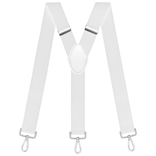 Sencillo Herren Hosenträger mit Karabiner Y-Form Weiß von Sencillo