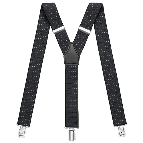 Sencillo Herren Hosenträger mit Starken Clips Y-Form, Schwarz Punkte, 120 cm lang x 3,5 cm breit Sencillo Herren Hosenträger mit Starken Clips Y-Form, Schwarz Punkte, 120 cm lang x 3,5 cm breit von Sencillo