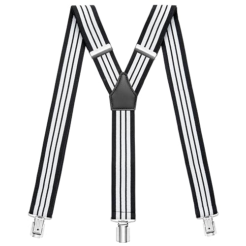 Sencillo Herren Hosenträger mit Starken Clips Y-Form Schwarz Weiß Streifen Sencillo Herren Hosenträger mit Starken Clips Y-Form Schwarz Weiß Streifen von Sencillo