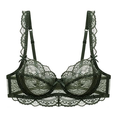 Sencylife Damen Sexy Spitze Soft Cup BH Transparent Durchsichtige Bügel Nicht gepolsterte BHS für Damen Dunkelgrün 80A von Sencylife