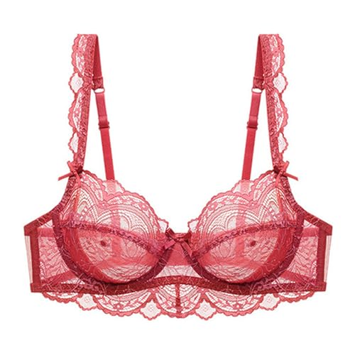 Sencylife Damen Sexy Spitze Soft Cup BH Transparent Durchsichtige Bügel Nicht gepolsterte BHS für Damen Rot 90C Sencylife Damen Sexy Spitze Soft Cup BH Transparent Durchsichtige Bügel Nicht gepolsterte BHS für Damen Rot 90C von Sencylife