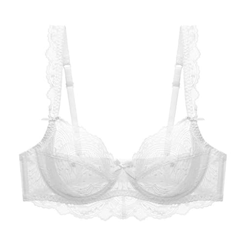 Sencylife Damen Sexy Spitze Soft Cup BH Transparent Durchsichtige Bügel Nicht gepolsterte BHS für Damen Weiß 85B von Sencylife