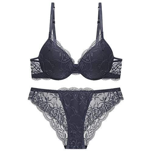 Sencylife Sexy BHS für Frauen Spitze Push Up Gepolstert Bügel Lift Up Unterstützung Alltag BH Set, Schwarz, 70A von Sencylife