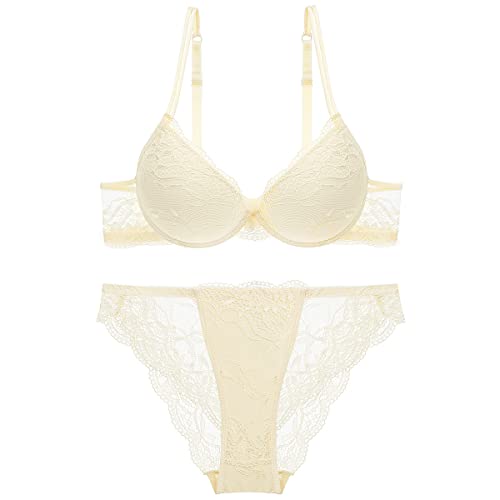 Sencylife Sexy BHS für Frauen Spitze Push Up Gepolstert Bügel Lift Up Unterstützung Alltag BH Set, beige, 70B von Sencylife