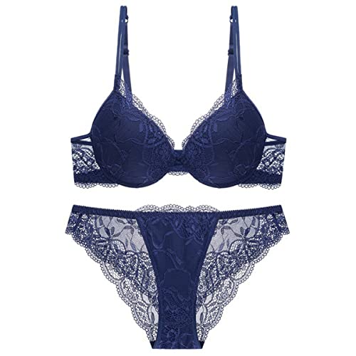 Sencylife Sexy BHS für Frauen Spitze Push Up Gepolstert Bügel Lift Up Unterstützung Alltag BH Set, blau, 70A von Sencylife