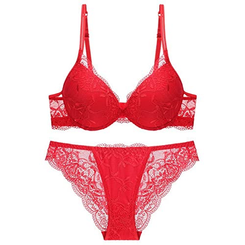 Sencylife Sexy BHS für Frauen Spitze Push Up Gepolstert Bügel Lift Up Unterstützung Alltag BH Set, rot, 70B von Sencylife