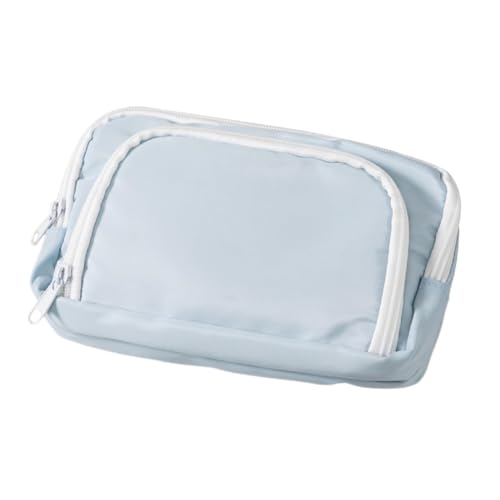 Federmäppchen mit großem Fassungsvermögen, Polyester, mit Reißverschluss, für Schule, Büro, mit 3 Fächern, Schreibwaren-Organizer, Make-up-Tasche, blau, modisch von Senda