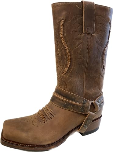 Sendra 12209 Motorrdstiefel Stiefel Boots Cowboystiefel Westernstiefel Braun Unisex inclusive Roy Dunn´s Lederfett Tragetasche (45) von Sendra