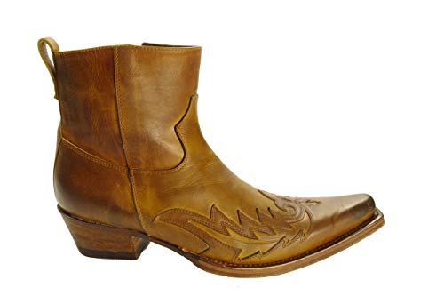 Sendra Boots 11783 Mimo Braun Mens Stiefellette Cowboy Western Kurze Stiefel Spitzen Zehe Schräge Absatz Reißverschluss Handgemacht Echt Leder Größe 41 von Sendra Boots