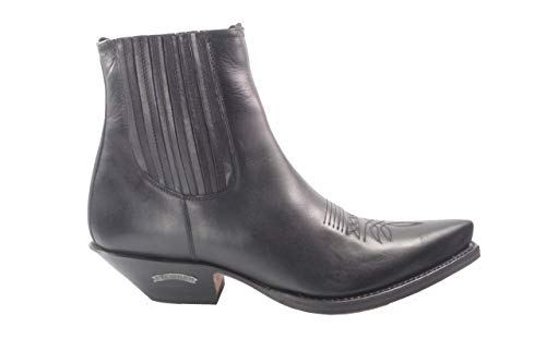 Sendra Boots 2581 Cuervo Braun Handgefertigte Cowboy Western Herren Stiefeletten Spitze Zehe Leicht Abgeschrägter Absatz Dekorative Nähte am Spann Jodhpur Elastisch Verschluss Echtes Leder Größe 42 von Sendra