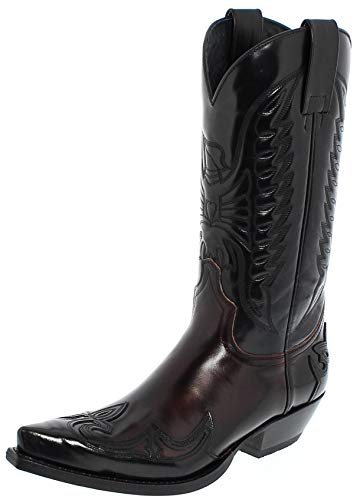 Sendra Boots Damen Herren Cowboy Stiefel 13170 Lederstiefel Schwarz Rot 41 EU von Sendra