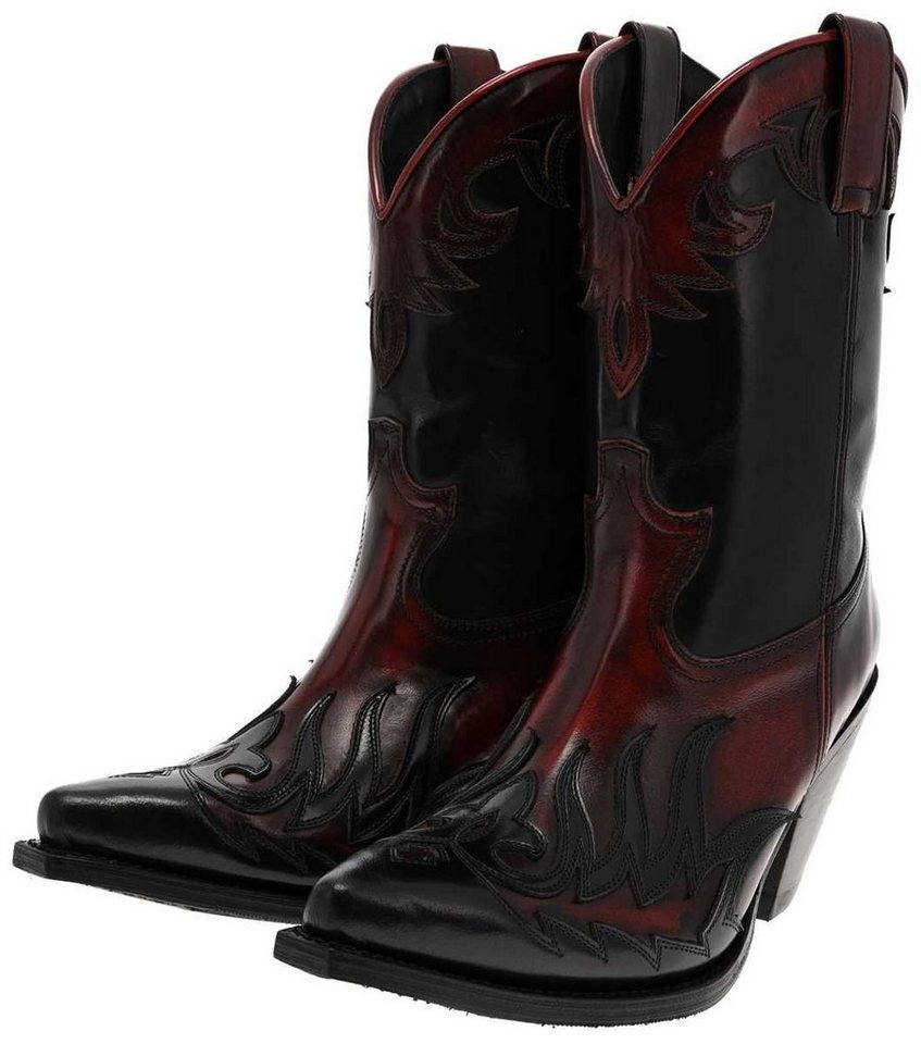 Sendra Boots LULU 17448 Schwarz Rot Westernstiefelette Rahmengenähter Damen Westernstiefelette von Sendra Boots