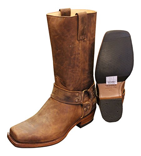 Sendra Cowboystiefel Bikerstiefel Stiefel 8833 in braun incl. Roy Dunn´s Lederfett und Stiefelknecht (39) von Sendra