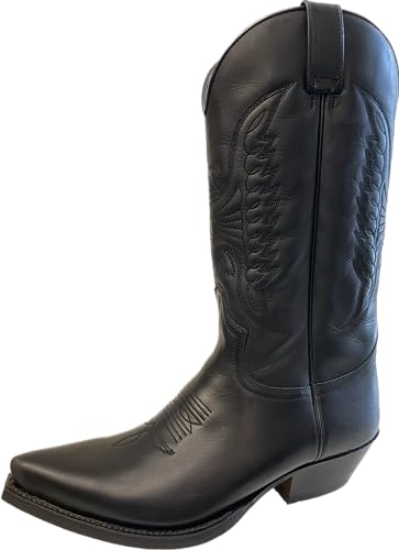 Sendra 2073 Stiefel Boots Cowboystiefel Westernstiefel Schwarz Unisex inclusive Roy Dunn´s Lederfett Tragetasche (46) von Sendra