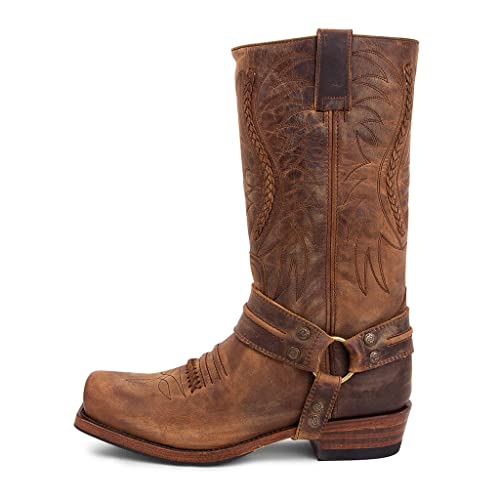 Sendra Boots - 12209 Cowboystiefel für Damen und Herren mit Schuhabsatz und eckiger Spitze - Cowboy-Stil aus braunem Leder mit Aged-Effekt - Hohe Cowboystiefel - 40 von Sendra