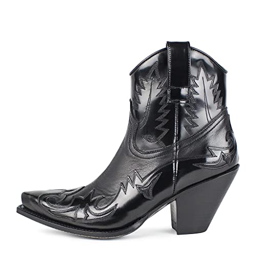 Sendra Boots - 16695 Damen Cowboystiefel mit Shuhabsatz und verlängerter Spitze - Country Boots Style in Schwarz - Elegante Cowboystiefel - 38 von Sendra