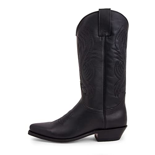 Sendra Boots - 2605 Cowboystiefel für Damen und Herren mit Shuhabsatz und verlängerter Spitze - Country Boots Style in Schwarz - Elegante Cowboystiefel - 40 von Sendra