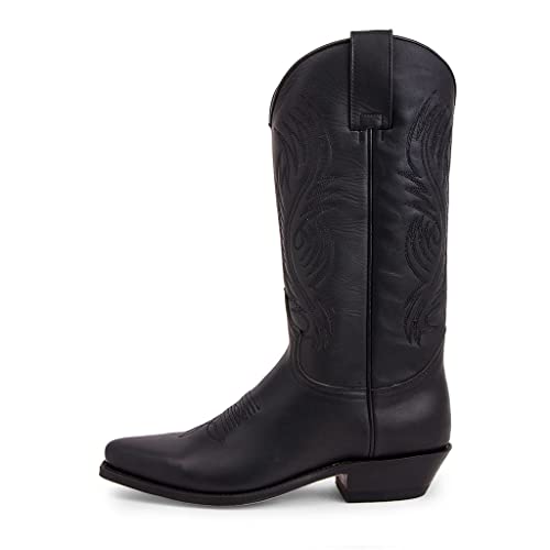 Sendra Boots - 2605 Cowboystiefel für Damen und Herren mit Shuhabsatz und verlängerter Spitze - Country Boots Style in Schwarz - Elegante Cowboystiefel - 41 von Sendra