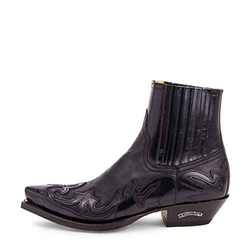 Sendra Boots - 4660 Cowboystiefel für Damen und Herren mit Absatz und verlängerter Spitze - Country Boots Style in Schwarz - Elegante Cowboystiefel - 39 von Sendra