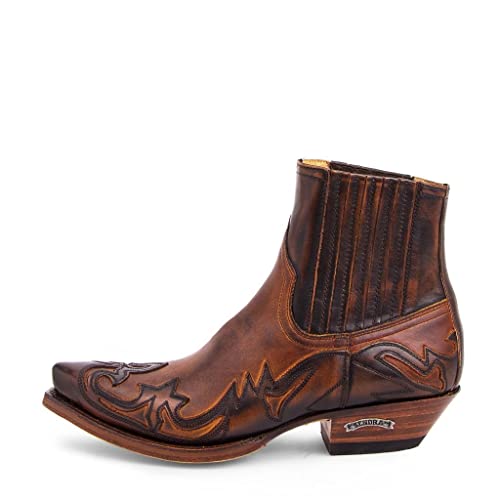 Sendra Boots - 4660 Cowboystiefel für Damen und Herren mit Shuhabsatz und verlängerter Spitze - Country Boots Style in Braun - Elegante Cowboystiefel - 44 von Sendra