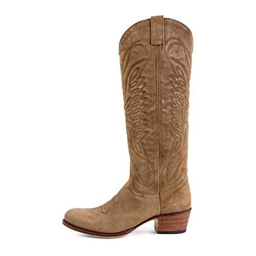 Sendra Boots - 8840 Cowboystiefel für Damen und Herren mit Shuhabsatz und runder Spitze - Country Boots Style in Beige - Elegante Cowboystiefel - 40 von Sendra