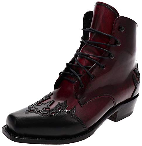 Sendra Boots Damen Cowboystiefel 16008 Negro Fuchsia Damen Schnürstiefelette Lederstiefel Schwarz Rot 41 EU von Sendra