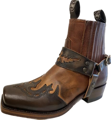 Sendra Cowboystiefel Bikerstiefelette Motoradstiefel Stiefelette 7811 Braun incl. Lederfett Tragetasche (Numeric_43) von Sendra