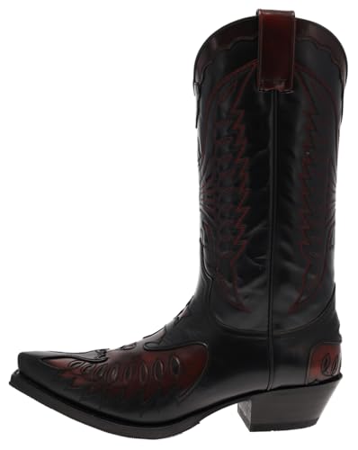 Sendra Herren Cowboy Stiefel 2720 Lederstiefel Westernstiefel Schwarz Rot (Negro Fuchsia, EU Schuhgrößensystem, Erwachsene, Herren, Numerisch, M, 44) von Sendra