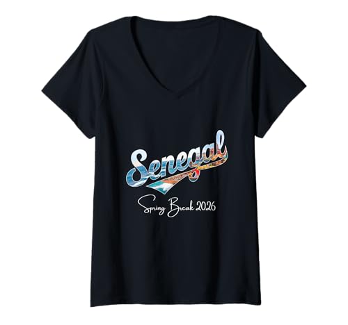 Damen Senegal Spring Break 2026 Urlaubsreisen T-Shirt mit V-Ausschnitt Damen Senegal Spring Break 2026 Urlaubsreisen T-Shirt mit V-Ausschnitt von Senegal Spring Break Clothes T-Shirts
