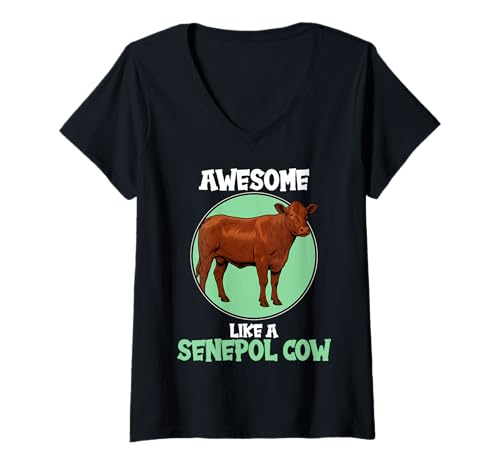 Damen Senepol-Rinder Senepol-Rind T-Shirt mit V-Ausschnitt Damen Senepol-Rinder Senepol-Rind T-Shirt mit V-Ausschnitt von Senepol-Rinder Senepol-Rind Tier Shop
