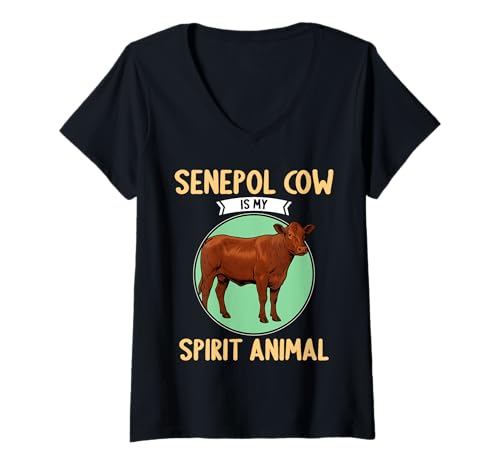 Damen Senepol-Rinder Senepol-Rind T-Shirt mit V-Ausschnitt Damen Senepol-Rinder Senepol-Rind T-Shirt mit V-Ausschnitt von Senepol-Rinder Senepol-Rind Tier Shop