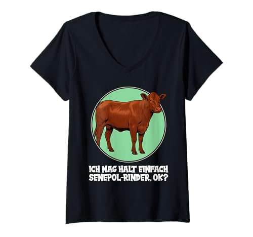 Damen Senepol-Rinder Senepol-Rind T-Shirt mit V-Ausschnitt Damen Senepol-Rinder Senepol-Rind T-Shirt mit V-Ausschnitt von Senepol-Rinder Senepol-Rind Tier Shop