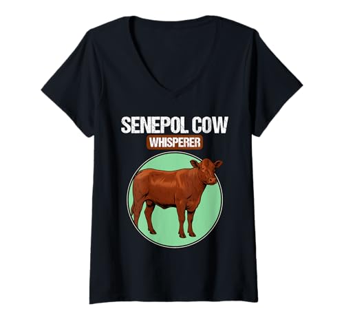 Damen Senepol-Rinder Senepol-Rind T-Shirt mit V-Ausschnitt Damen Senepol-Rinder Senepol-Rind T-Shirt mit V-Ausschnitt von Senepol-Rinder Senepol-Rind Tier Shop
