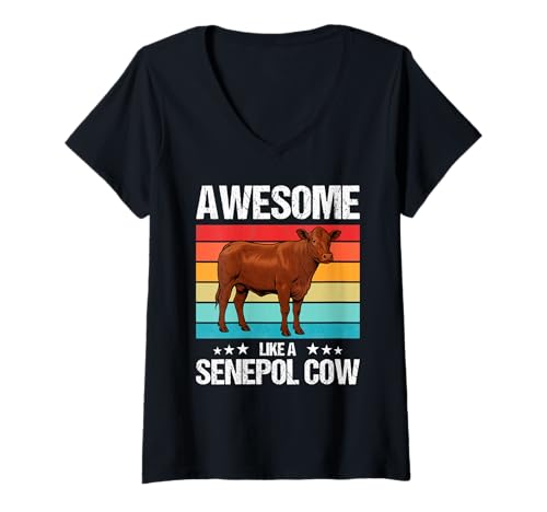 Damen Senepol-Rinder Senepol-Rind T-Shirt mit V-Ausschnitt Damen Senepol-Rinder Senepol-Rind T-Shirt mit V-Ausschnitt von Senepol-Rinder Senepol-Rind Tier Shop