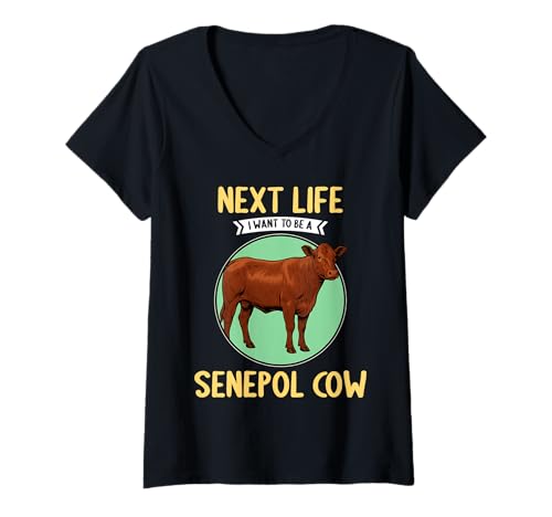 Damen Senepol-Rinder Senepol-Rind T-Shirt mit V-Ausschnitt Damen Senepol-Rinder Senepol-Rind T-Shirt mit V-Ausschnitt von Senepol-Rinder Senepol-Rind Tier Shop