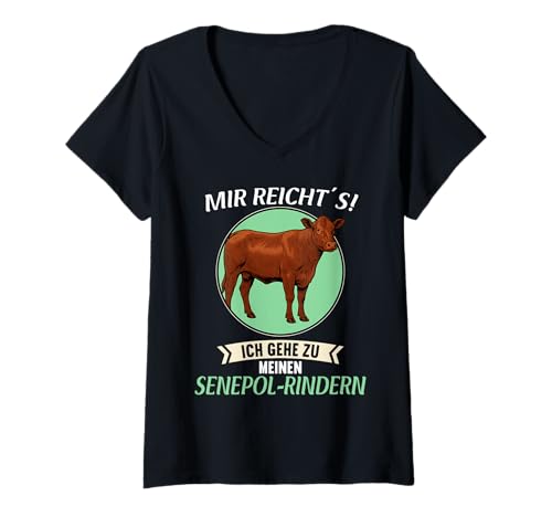 Damen Senepol-Rinder Senepol-Rind T-Shirt mit V-Ausschnitt von Senepol-Rinder Senepol-Rind Tier Shop