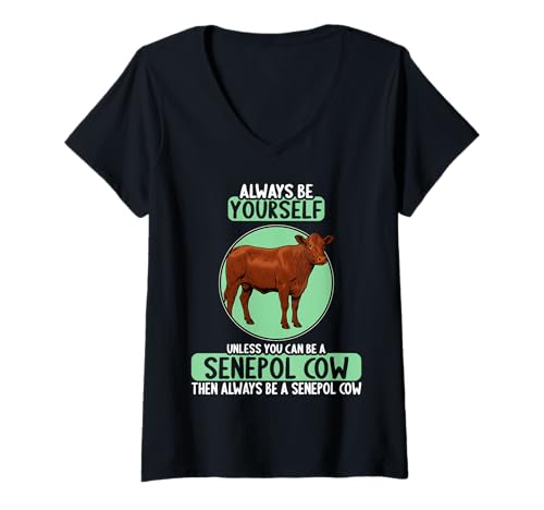 Damen Senepol-Rinder Senepol-Rind T-Shirt mit V-Ausschnitt Damen Senepol-Rinder Senepol-Rind T-Shirt mit V-Ausschnitt von Senepol-Rinder Senepol-Rind Tier Shop